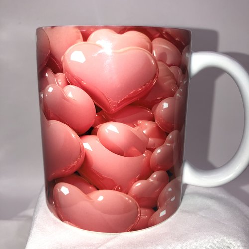 Mug saint valentin coeurs 3d gonflés