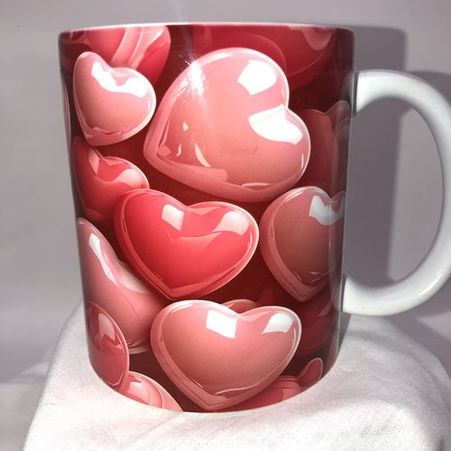 Mug saint valentin coeurs 3d gonflés