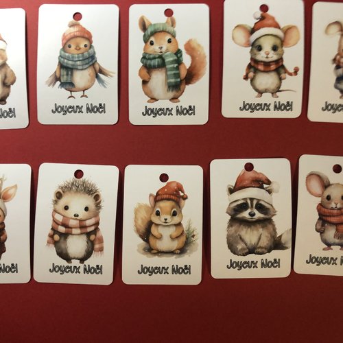 10 étiquettes pour cadeaux - animaux de la fôret