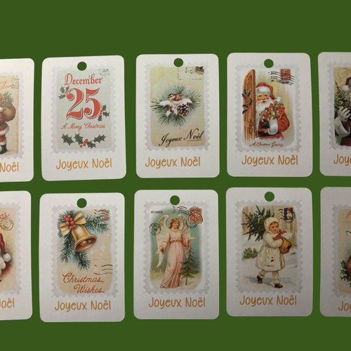 10 étiquettes pour cadeaux - timbres anciens