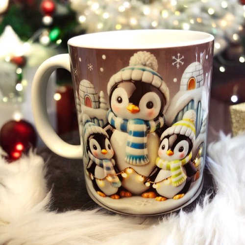Mug de noël - pingouins sur la banquise