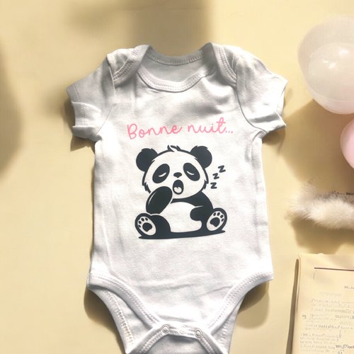 Body bébé avec message: "bonne nuit" et panda