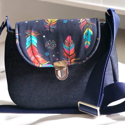 Sac bandoulière jean et coton