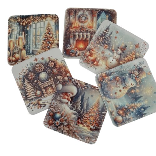 Lot de 6 sous-verre - noël enneigé