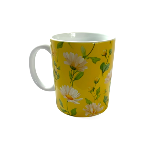 Mug fleurs sur fond jaune