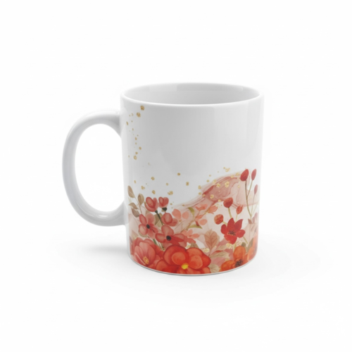 Mug fleurs rouges