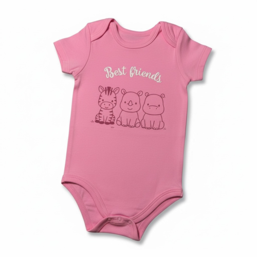 Body bébé avec message: "best friends" - rose
