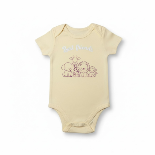 Body bébé avec message: "best friends" - jaune paille