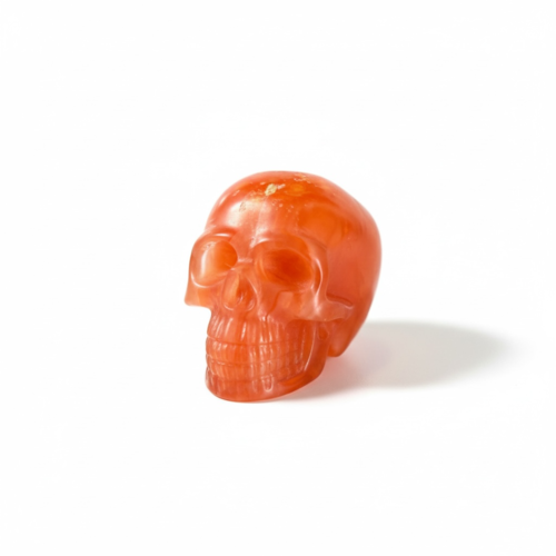 Crâne / tête de mort en résine - orange et blanc mat et paillettes