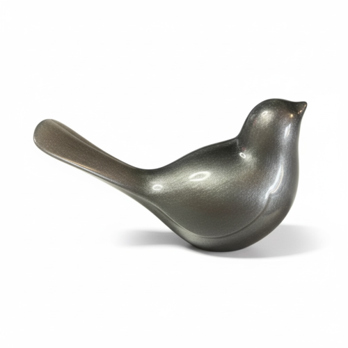 Oiseau en résine epoxy - gris nacré