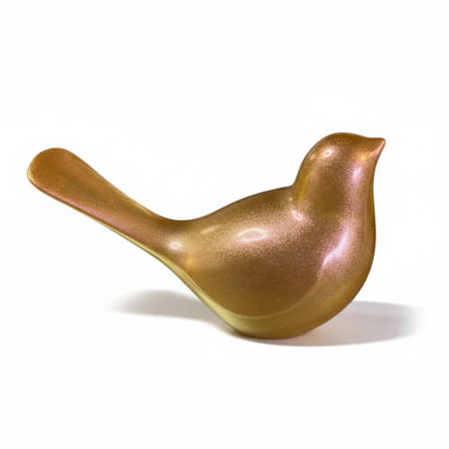 Oiseau en résine epoxy - orange rosé métallique