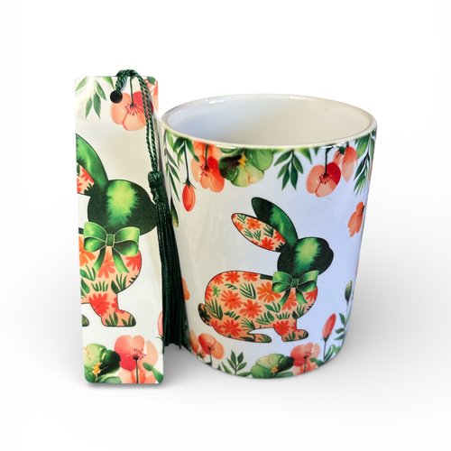 Pack cadeau - mug en céramique + marque-page en aluminium - pâques