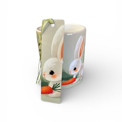 Pack cadeau - mug en céramique + marque-page en aluminium - pâques