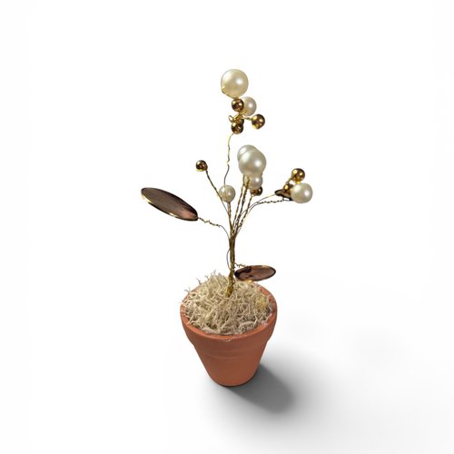 Fleurs en résine dans un pot en terrocotta