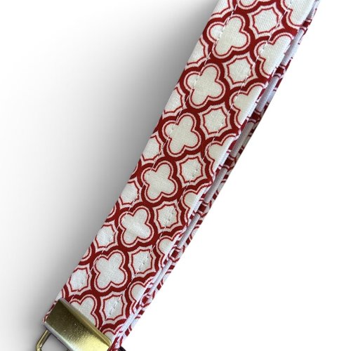 Porte-clé dragonne cousu main - rouge, rose et blanc
