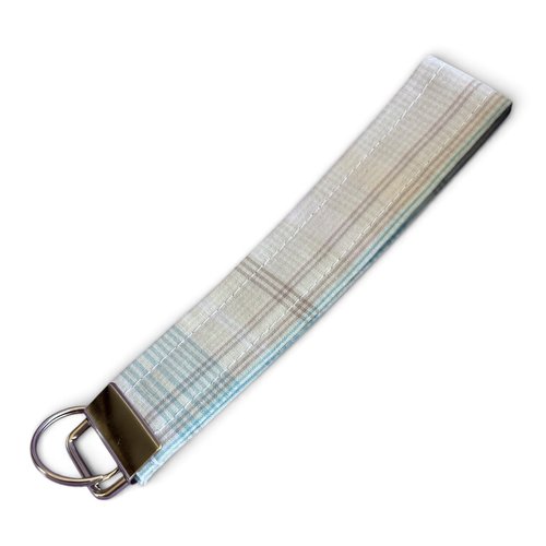Porte-clé dragonne cousu main - ecossais bleu clair