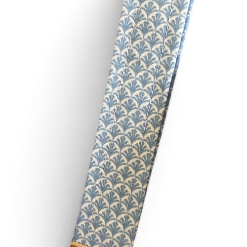 Porte-clé dragonne cousu main - mini éventails bleu clair