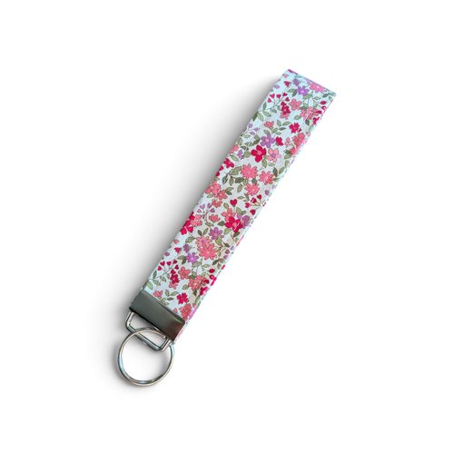 Porte-clé dragonne cousu main - fleuri style liberty - idée cadeau