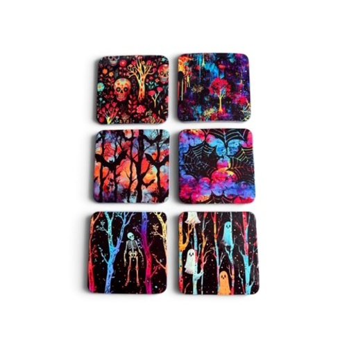 Lot de 6 sous-verre - halloween - couleurs néon - décoration de table - pick & mix