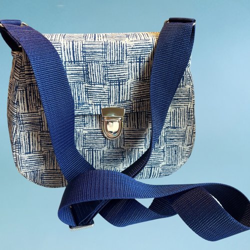 Sac besace bleu marine et baigne foncé fermeture cartable