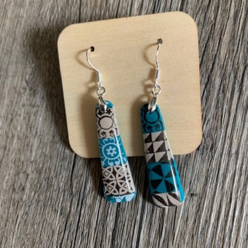 Boucles d'oreilles avec motif carreaux de ciment