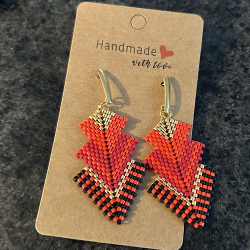 Boucles d'oreilles rouge et or