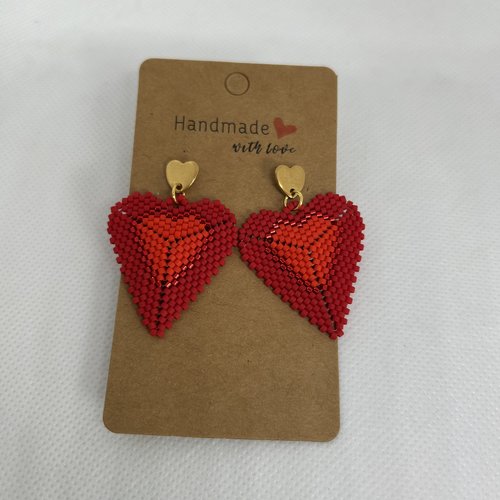 Boucles d'oreilles mon coeur rouge