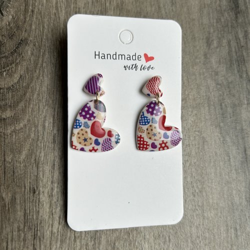 Boucles d'oreilles mon coeur multicolore