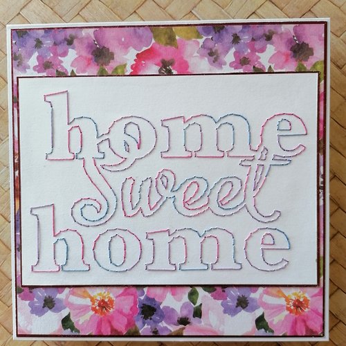 Carte brodée "home sweet home"