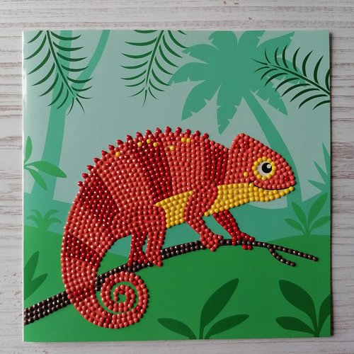 Carte diamond painting "caméléon"