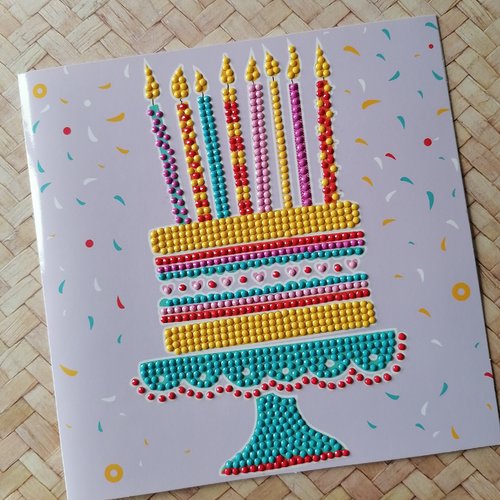 Carte gateau d'anniversaire, en diamond painting