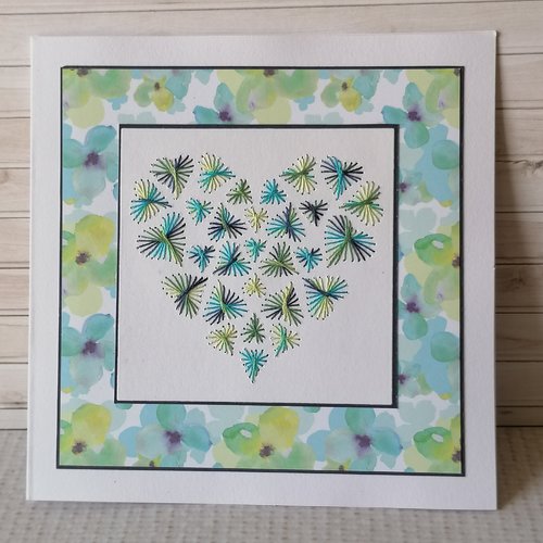 Carte brodée, coeur de coeurs