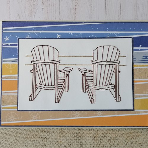 Carte brodée main, farniente, chaise longue