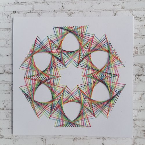 Fond de carte, brodée main d'un mandala multicolore