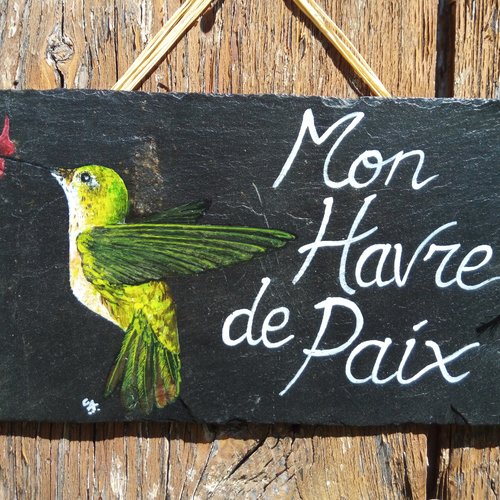 Plaque de portail plaque d'entrée avec peinture animaliere colibri