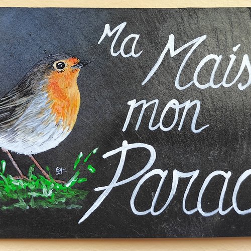 Plaque de maison bienvenue rouge-gorge