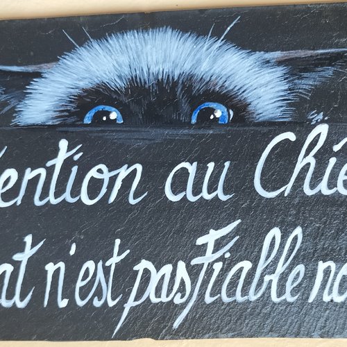 Plaque attention au chien chat humour