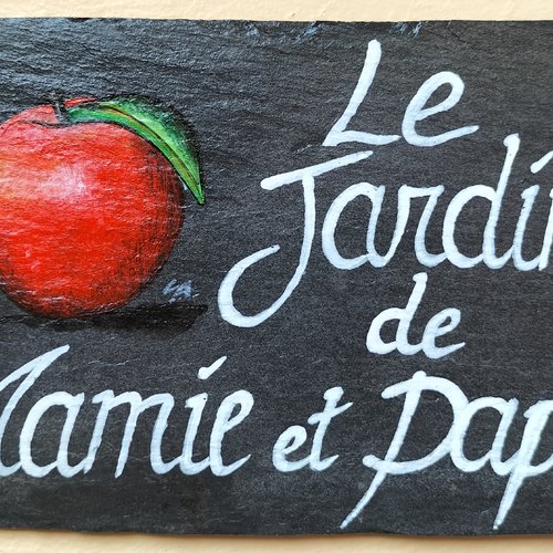 Plaque de jardin pomme papi et mamie
