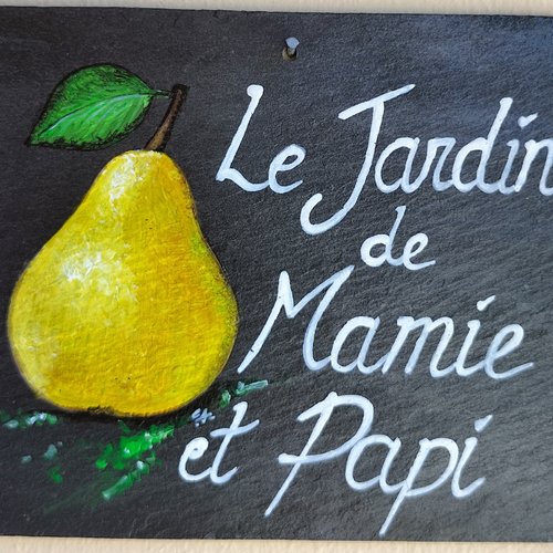 Plaque de jardin poire papi et mamie