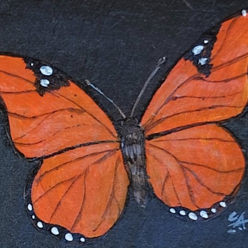 Plaque de bienvenue papillon peinture acrylique sur ardoise