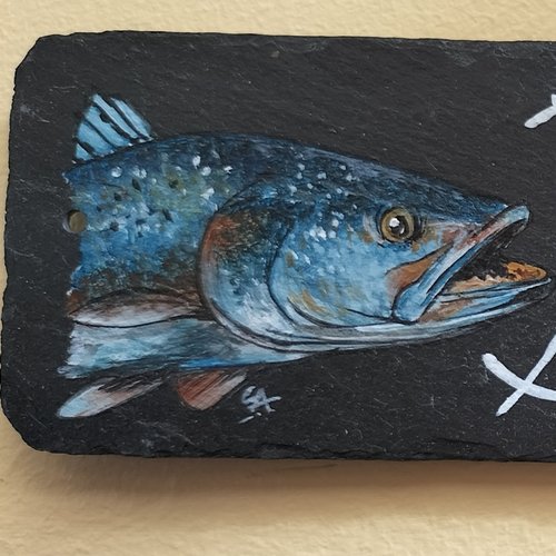 Bienvenue poisson peinture acrylique sur ardoise