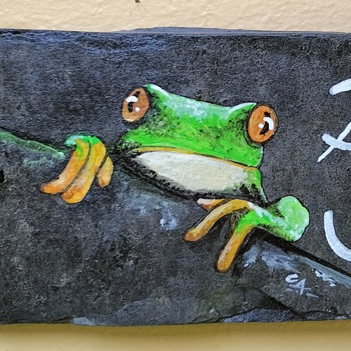 Grenouille bienvenue en ardoise