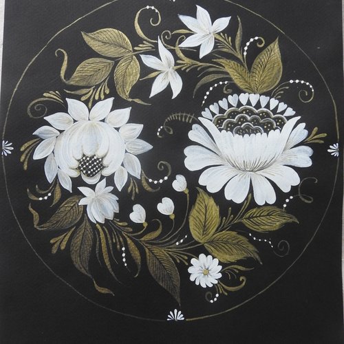 Peinture de fleurs une rose et une pivoine