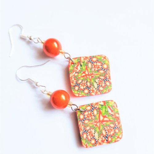 Boucles d oreilles "rouge-orange"