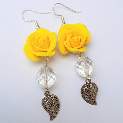 Boucles d oreilles "roses jaunes"