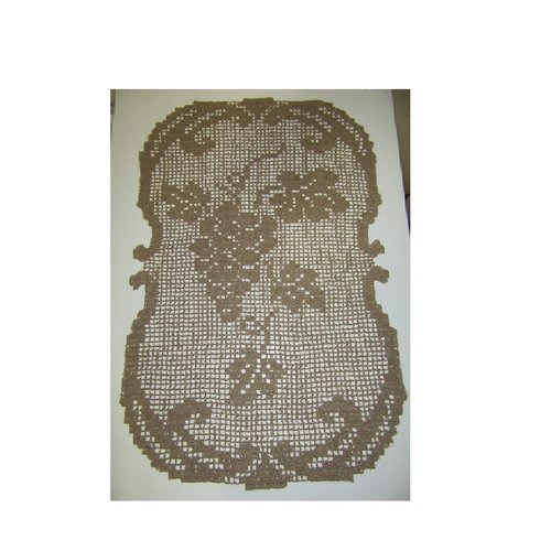 Grand napperon , tapis de table en toile de jute. motif : vigne,raisins,vin . création linge de table.