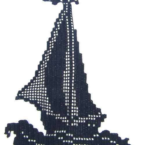 Napperon " voilier bleu"  au crochet en coton. création fait main. déco textile.