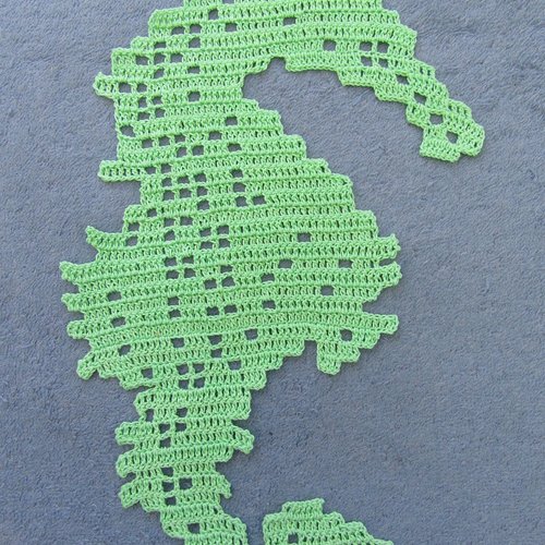 Napperon marin hippocampe . en coton couleur vert d'eau. décoration textile customisation.