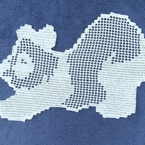 Napperon panda en dentelle de crochet coton blanc. décoration textile linge de table (2)