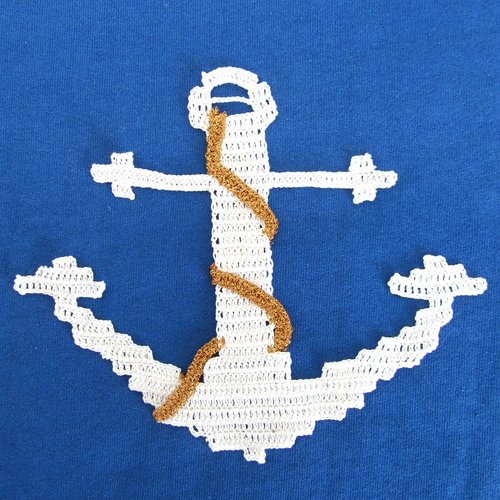 Ecusson, patch, décoration textile : ancre marine et sa chaine. customisation.